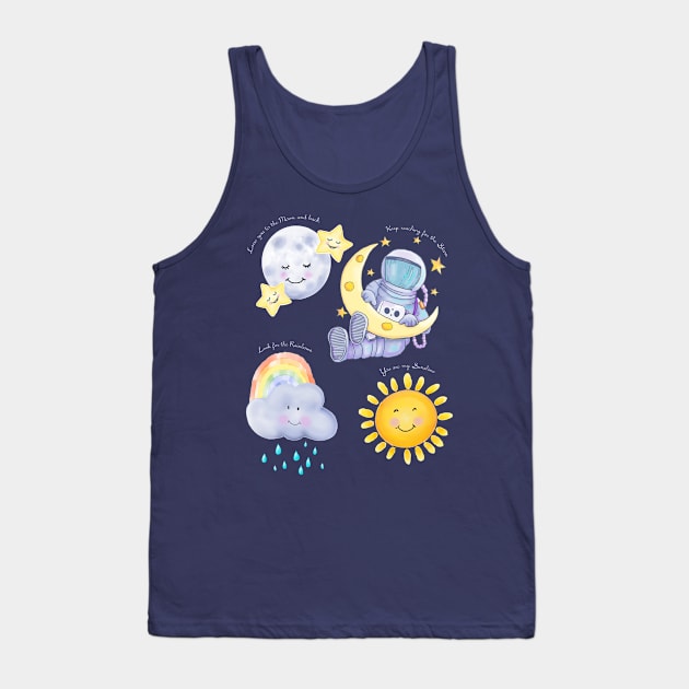 Spaceman with Love Tank Top by Julie Townsend Studio